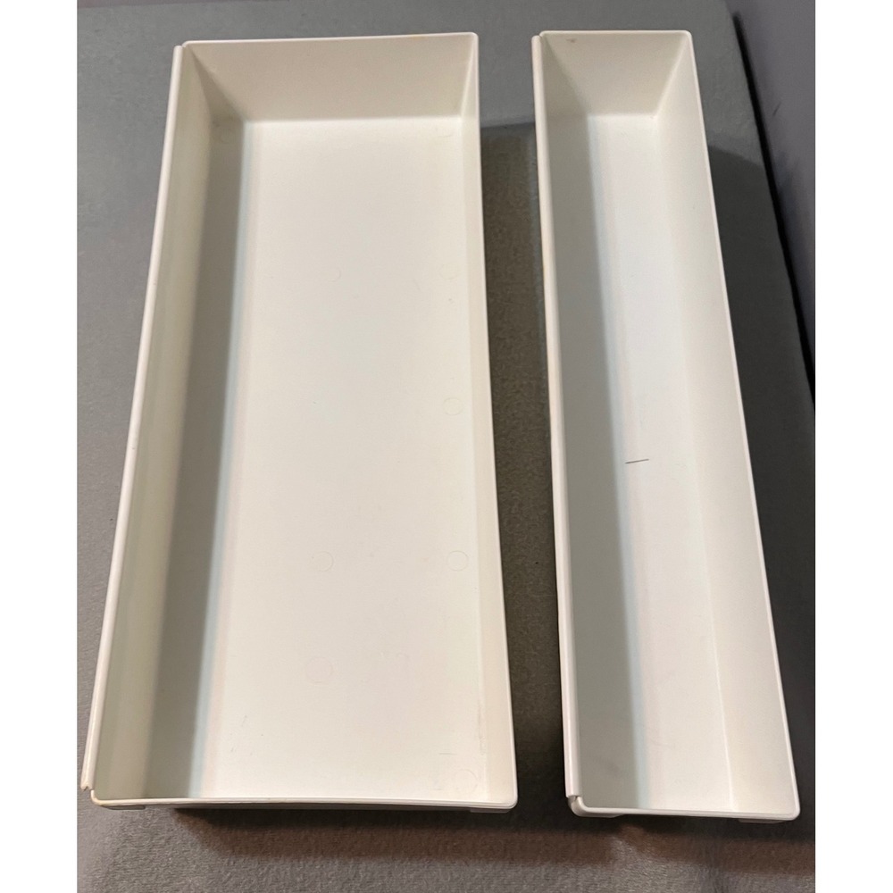 Vtg Rubbermaid Drawer Organizer Trays Set of 2 Off‎ White Interlocking Plastic